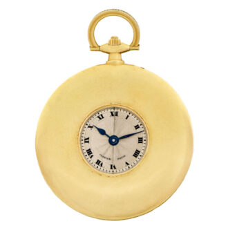 French 18k gold dress watch with guillotine dial Circa 1920