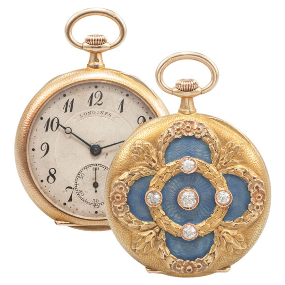 Swiss 14K gold pocket watch with florally decoration Circa 1920