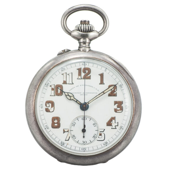 Interesting Swiss silver chronograph pocket watch Circa 1918