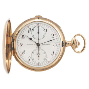 Swiss gold chronograph pocket watch with register Circa 1910