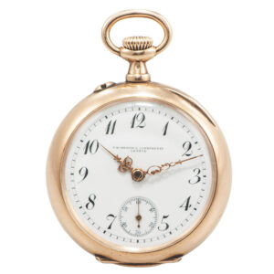 Small Swiss 14K pink gold keyless pocket watch Circa 1890