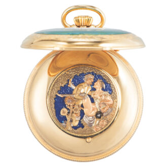 Swiss gold-plated pocket watch with erotic automaton Circa 1980
