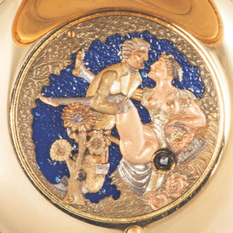 Swiss gold-plated pocket watch with erotic automaton Circa 1980