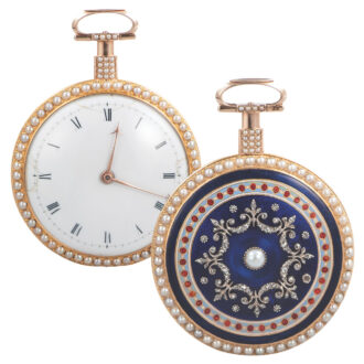 English gold, enamel, pearl and diamond-set pocket watch Circa 1796