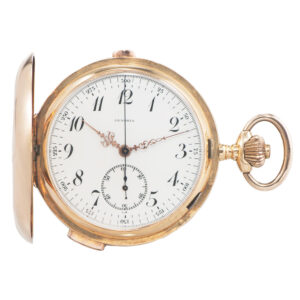 Swiss gold quarter repeating full hunter chronograph Circa 1910