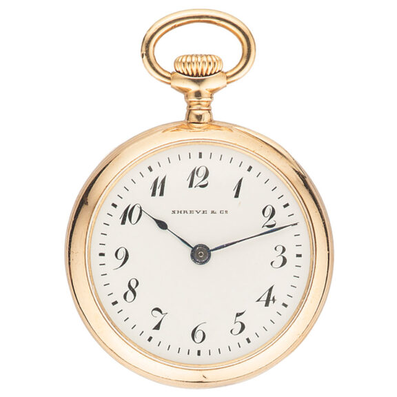 Swiss 14K pink gold open cased keyless pendant watch Circa 1920
