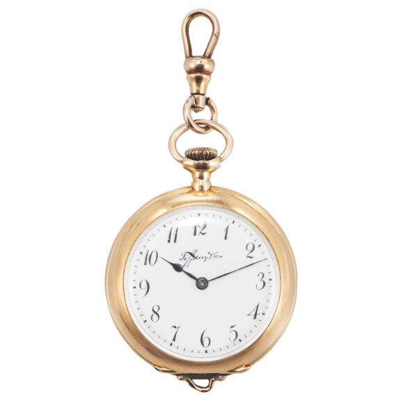 American 14K yellow gold open faced pocket watch Circa 1900