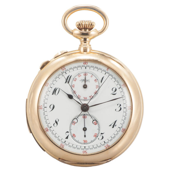 Swiss gold split-seconds chronograph pocket watch Circa 1897