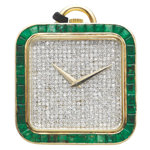 Sophisticated Swiss gold square pendant watch Circa 1960