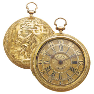 English gold repoussé double-cased verge pocket watch Circa 1730