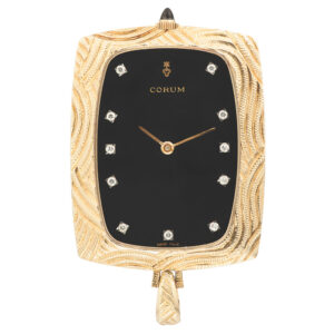 Charming Swiss yellow gold square pendant watch Circa 1990