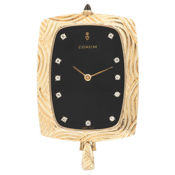 Charming Swiss yellow gold square pendant watch Circa 1990