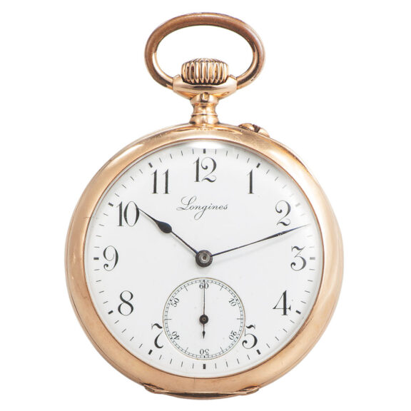 Swiss gold open faced keyless pocket watch Circa 1900