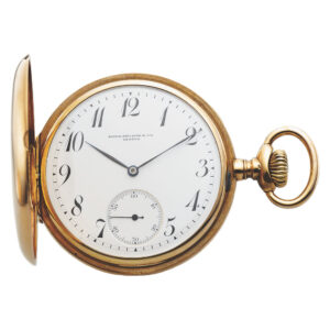 Swiss gold hunter engraved with coat of arms Circa 1910