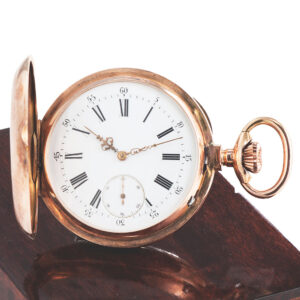 Swiss 14K pink gold hunting cased pocket watch Circa 1900