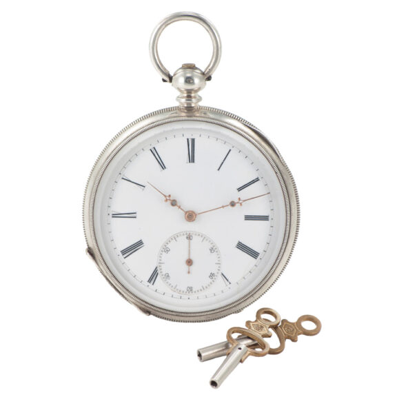 Fine Swiss silver open faced lever pocket watch Circa 1880