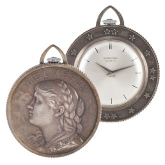 Small Swiss silver Helvetia coin pendant watch Circa 1970
