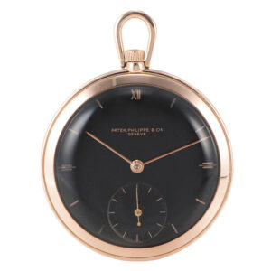Swiss pink gold lever with black enamel dial Circa 1940