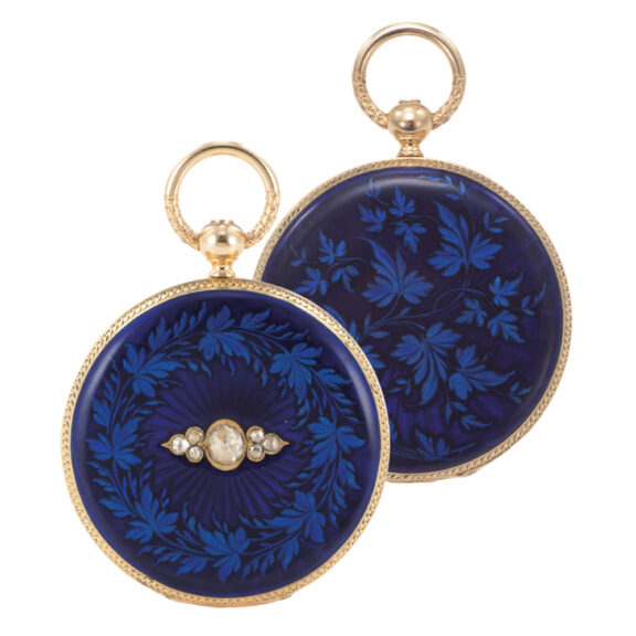 Swiss gold, enamel and diamond pocket watch Circa 1852