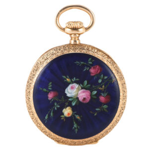 Charming Swiss gold and enamel keyless dress watch Circa 1910