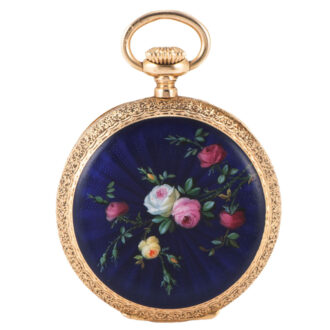 Charming Swiss gold and enamel keyless dress watch Circa 1910