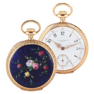 Charming Swiss gold and enamel keyless dress watch Circa 1910