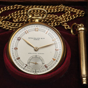 Swiss gold dress watch with gold chain and pencil Circa 1930