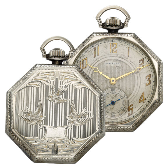 American 14K white gold octagonal pocket watch Circa 1930 American 14K white gold octagonal pocket watch Circa 1930