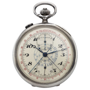 Swiss silver watch with split-second chronograph Circa 1930