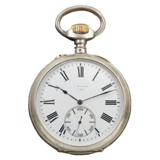 French silver open faced keyless lever deck watch Circa 1930