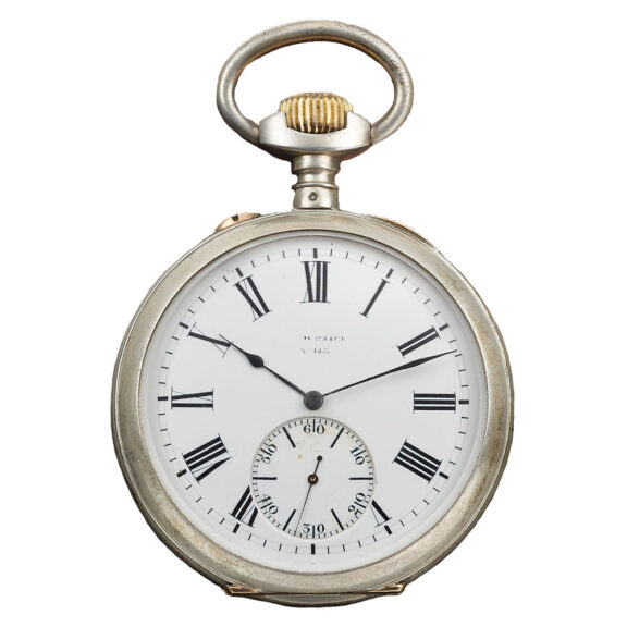 French silver open faced keyless lever deck watch Circa 1930