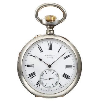 French silver open faced keyless lever deck watch Circa 1930