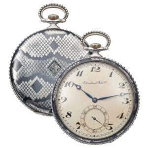 Swiss silver and niëllo snake skin design pocket watch Circa 1930