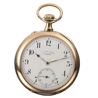 German gold keyless pocket watch in wooden box Circa 1918