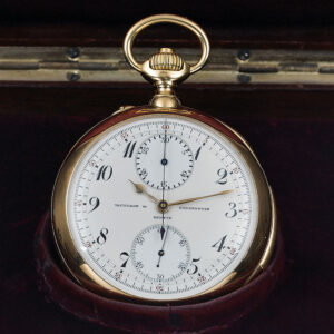 Swiss 18K gold minute repeating chronograph pocket watch Circa 1918