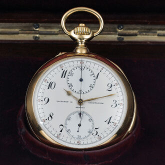 Swiss 18K gold minute repeating chronograph pocket watch Circa 1918