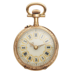 Swiss gold, diamond and champlevé enamel pendant watch Circa 1900