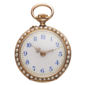 Elegant Swiss 18K pink gold lady's pendant watch Circa 1900