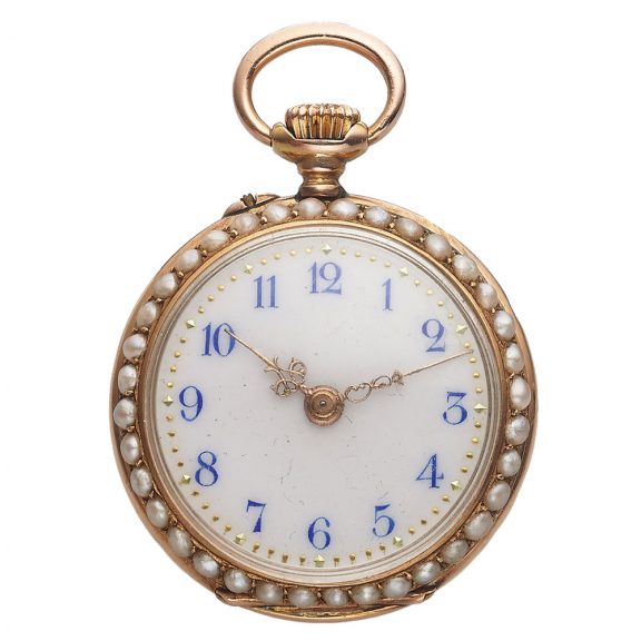 Elegant Swiss 18K pink gold lady's pendant watch Circa 1900