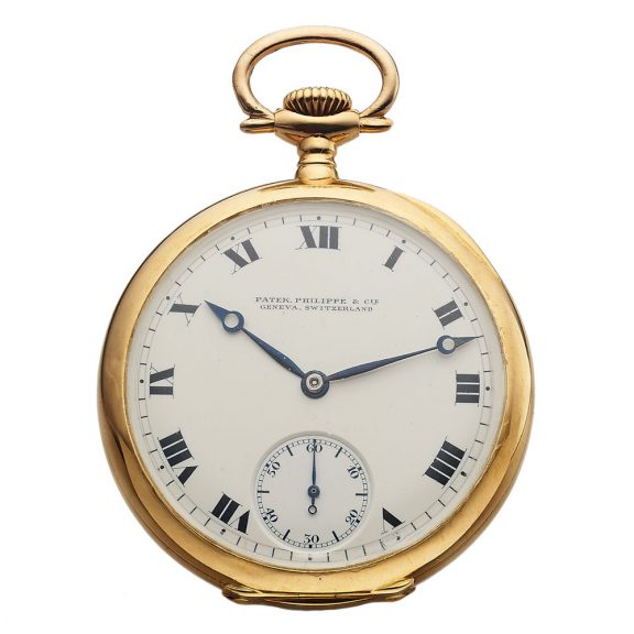 Fine Swiss 18K yellow gold open faced pocket watch Circa 1915
