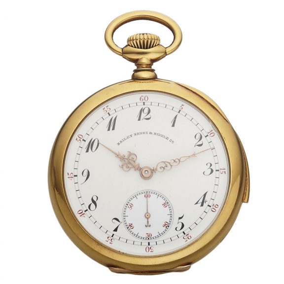 Splendid Swiss gold minute repeating keyless pocket watch Circa 1911