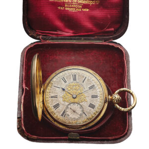 Swiss gold key-wound hunting cased pocket watch Circa 1890