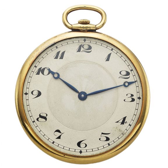 Swiss 18K yellow gold open faced pocket watch Circa 1930