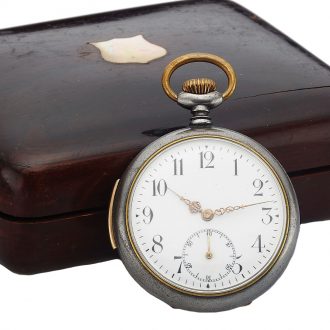 Swiss gunmetal minute repeating pocket watch Circa 1908 Swiss gunmetal minute repeating pocket watch Circa 1908