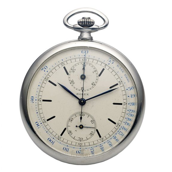 Swiss stainless steel staybrite chronograph pocket watch Circa 1940