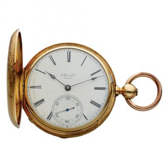 American 18K yellow gold hunting cased pocket watch Circa 1861