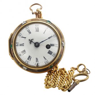English gilt-brass open faced verge pocket watch Circa 1750