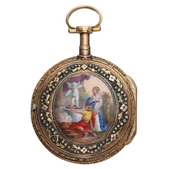 Swiss gold, diamond and enamel pocket/pendant watch Circa 1820 Swiss gold, diamond and enamel pocket/pendant watch Circa 1820