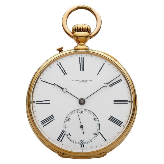 Swiss gold open faced keyless cylinder pocket watch Circa 1880
