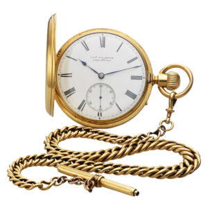 English 18K yellow gold hunting cased pocket watch Circa 1885